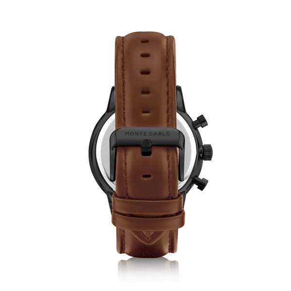 Relógio Monte Carlo Multi Dual Time Masculino em Couro Marrom