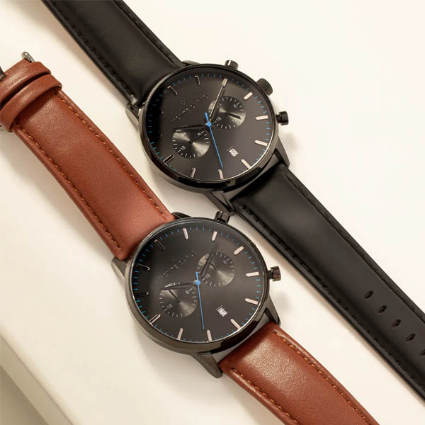 Relógio Monte Carlo Multi Dual Time Masculino em Couro Marrom
